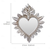 preiswerte Wandskulpturen-Wanddekor-Spiegel mit flammendem Herzmotiv, handgefertigter Hängeschmuck in Form eines flammenden Herzens, Wandkunst im europäischen Stil für Wohnzimmer, Schlafzimmer, Arbeitszimmer, religiöse