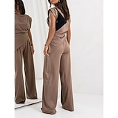 Χαμηλού Κόστους Γυναικείες φόρμες μπλούζας-Γυναικεία Σετ παντελονιών Τοπ μπολερό Αμάνικο Στρογγυλή Ψηλή Λαιμόκοψη Συμπαγές Χρώμα Κομψό Μοντέρνα Κομψό στυλ street Causal Καθημερινά ΕΞΩΤΕΡΙΚΟΥ ΧΩΡΟΥ Σκούρο γκρι Μαύρο Λευκό Καλοκαίρι