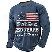 cheap Patriotic 250 T-shirts-4th of July 2026 250th Memorial Day Men's 3D Print Crew Neck Long Sleeve T-Shirt Casual Daily