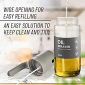 cheap Kitchen Utensils &amp; Gadgets-Oil Sprayer Kitchen Gadget for Cooking High Borosilicate Glass Oil Sprayer Mister 250ml Olive Oil Spray Bottle for AirFryer Salad BBQ Kitchen Baking Roasting Dark Gray