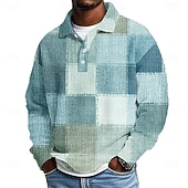 economico Polo geometrica da uomo-Per uomo Blocco di colori A quadri Magliette Polo a Nido d'Ape Manica Lunga Magliette polo Bavero Abbigliamento Sportivo Casual Scuola Athleisure Abbigliamento quotidiano Stampa 3D Primavera Autunno