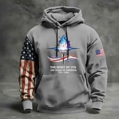 baratos Padrão de Bandeira-250º Aniversário da América Homens Moletom Moletom com capuz Manga Longa Festival Preto Azul Marinha Verde Tropa Cinzento Impressão 3D Inverno Primavera &amp; Outono Designer S M L XL 2XL 3XL