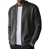 Недорогие Повседневные куртки-Муж. Легкая куртка Вельветовый пиджак Повседневная куртка Отпуск Повседневные Дышащий Карман Весна Осень Полотняное плетение Мода Классика Воротник-стойка Обычная