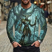  رجالي 3D تي شيرت كم طويل تي شيرت طباعة ثلاثية الأبعاد رقبة عالية مدورة قميص موضة أساسي فضفاض مناسب للبس اليومي شارع أزرق أسود 1 أخضر 1 # الصيف الربيع ملابس S M L XL XXL XXXL