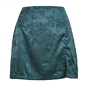 cheap Skirts-Women's Fashion Casual Mini High Waist Skirts Graphic Split Ends Micro-elastic Daily Street Black Pink Green Summer