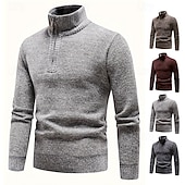 economico maglione pullover da uomo-Per uomo Felpa Maglioni con zip a un quarto Maglione a maglia Maglione lavorato a maglia A Coste Maglia Top Regolari Lavorato a maglia Pile Semplice Zip a un quarto Moda Streetwear Casuale