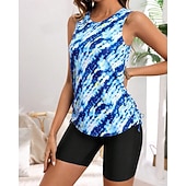 Χαμηλού Κόστους Surfing Tankinis και Bikinis-Γυναικεία Μαγιό Τανκίνι Δύο Κομμάτι Μαγιό Γραφική Φαρδύ μανίκι Προστασία UV Υψηλή Ελαστικότητα Αμάνικο Μαγιό Σέρφινγκ Καταδύσεις Ψαροντούφεκο Καλοκαίρι