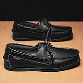 preiswerte Bootsschuhe-Schwarze Herren-Schnürschuhe, bequeme Hochzeitsschuhe für Trauzeugen, stilvolle und legere Schuhe für Hochzeitsfeiern und halbformelle Hochzeitsveranstaltungen