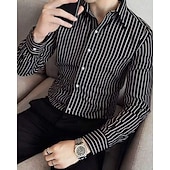 economico Geometrica-Per uomo Camicia Camicia casual Camicia con Bottoni Blu Nero Verde chiaro Rosa Verde Manica Lunga Strisce verticali Bavero Casuale Quotidiano Abbigliamento Moda Casual Confortevole