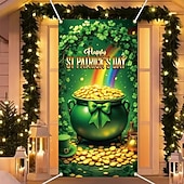abordables Bannières de Garage et de Porte-Fête de la St. Patrick Affiches Couverture de porte Bannières extérieures pièce d'or Trèfle Mignon 3D Soirée Dortoir Chambre d'adolescents Résidence universitaire Chambre d'amis pour hommes dans une