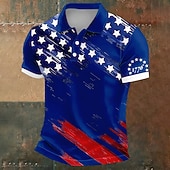  4 luglio 2026 250° Per uomo Bandiera Americana Polo Manica Corta Magliette polo Bavero Casual Athleisure Abbigliamento quotidiano Abito da festa Stampa 3D Bottoni Estate Blu Bianco Giallo