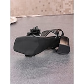 お買い得  ヒール付きサンダル-女性用 日常 チャンキーヒール オープントゥ ファッション 合皮 ローファー ブラック ホワイト