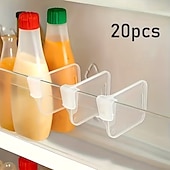 billige Kjøkkenutstyr og -redskap-20-pakning justerbare kjøleskapsdelerklips, multifunksjonelle kjøleskapsdørhylleorganisatorer, slitesterke plastskillevegger for tilpasset plasshåndtering