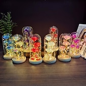 olcso Dekoratív fények-Üveg rózsa örök kristály virág világító rózsák üvegdóm alatt ajándékok nőknek anyának nagymamának feleségnek nővérének