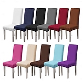 お買い得  ダイニングチェアカバー-1枚の無地の椅子カバー、伸縮性のあるキッチンチェアカバー/レストランチェアカバー、取り外し可能で洗濯可能、自宅、ホテル、宴会での使用に適しています。