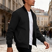 economico Giubbotti Casual-Per uomo Giacca Leggera Giubbotto bomber Giacca Casual Casuale Quotidiano Leggero Tasca Primavera Autunno Semplice Streetwear Elegante Colletto Mao Regolare Blu Nero Giallo Rosso Blu marino Giacca