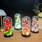 olcso Dekoratív fények-Üveg Rózsa Örökre Örök Kristály Virág Felkeltett Rózsák Üveg Dóm alatt Ajándékok Nőknek Anyának Nagymamának Feleségnek Nővérének