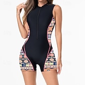 Χαμηλού Κόστους Rash Guards One Pieces-Γυναικεία Προστατευτικά Μαγιό Ολόσωμα κομμάτια Μπόχο Κουμπώσου Πολύ Ελαφρύ (UL) Προστασία UV Ελαστικό Αμάνικο Μαγιό Σέρφινγκ Ψαροντούφεκο Καλοκαίρι