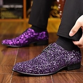 levne Derby boty-Pánské třpytivé společenské boty - zlaté, formální a elegantní design, ideální pro zvláštní příležitosti a večerní události