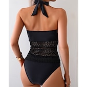 Недорогие Серфинг Танкини и Бикини-Жен. Рашгард Двухсекционный купальник Рашгард Однотонный Купальники Черный УПФ 50+ Без рукавов - Серфинг Пляж  Плавание Лето