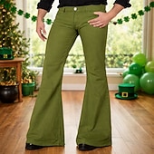  Retro Vintage 1970s Long Length Trousers Bell Bottom Pants Flared Trousers Hippie Solid Color Fancy Dress Men's Masquerade Daily Wear Pride Parade Pride Month Adults' Pants Spring & Summer