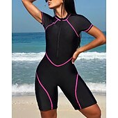 preiswerte One Pieces Rash Guards-Damen Anti UV Shirt Badeanzug Einteilige Patchwork Reißverschluss UV Schutz Hohe Elastizität Ärmellos Bademode Surfen Tauchen Schnorcheln Sommer