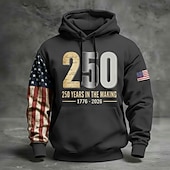 levne Vzor vlajky-250. výročí Ameriky Pánské Kapuce Svetr s kapucí Dlouhý rukáv Festival Černá Námořnická modř Armádní zelená Šedá 3D tisk Zima Jaro &amp; podzim Návrhář S M L XL 2XL 3XL