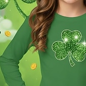 cheap St. Patrick's Tops-St. Paddy's Day Girls' 3D Graphic St. Patrick's Day T shirt Tee Long Sleeve 3D Print Spring Fall Sports Fashion Streetwear Kids 4-12 Years Crew Neck Casual Daily Outdoor Regular Fit