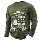 Homens Música Guitarra Gíria engraçada Camiseta Manga Longa Camiseta Impressão 3D Gola Redonda Camisa Moda Diário Básico Casual Diário Rua Azul Preto Vermelho Verão Primavera Roupa S M L XL XXL XXXL