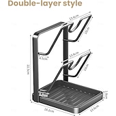olcso Konyhai tárolás-konyhai edényfedő tárolóállvány, edényfedő vágódeszka tartó kivehető csepptálcával, helytakarékos konyhai edényfedő szervező állvány pultra