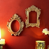 tanie Rzeźby-1 szt. Materiał żywiczny w stylu europejskim, trójwymiarowa, wzorzysta złota rama do dekoracji, dekoracja ścienna DIY, odpowiednia do zdjęć, dekoracja salonu, dekoracja miniaturowego domu