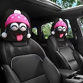 رخيصةأون أغطية الأثاث-2 قطعة من أغطية مسند رأس السيارة المطبوعة عليها قبعة عيد الميلاد المدهشة، ديكور السيارة، بدون حشو، سهلة التركيب والغسل، مناسبة للسفر لمسافات طويلة لتخفيف التعب، ديكور سيارة مضحك مثالي