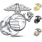 Lot de 4 emblèmes de voiture du Corps des Marines des États-Unis – Autocollant métallique 3D aigle globe ancre, autocollant militaire résistant aux intempéries, compatible avec voitures et camions,