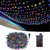 cheap Plug String Lights-50M 100M Outdoor Waterproof Light String Festival Party Decorative Light 8-mode Iron Shell Waterproof Power Supply Garden Garden Garden Lighting Lamp 24V Low Voltage   1 set