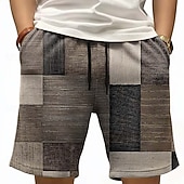 economico pantaloncini felpati 3d da uomo-Per uomo Geometrico Blocco di colori Patchwork Pantaloncini Waffle Pantaloncini da tuta Pantaloncini casual Misura del girovita medio Moda Casual Vacanza Jogging Allenamento Testurizzato Coulisse