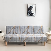 abordables Couverture du canapé Futon-Housse de canapé-lit extensible en tissu imprimé, disponible en 3 tailles différentes, housse de canapé sans accoudoirs, housse de banc élastique, protection décorative pour le Nouvel An, décoration