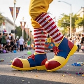 preiswerte Männer Schuhe-Männer Mardi Gras Echtes Leder Clownschuhe Bunte Übergroße Zehen Karnevalsstiefel Strapazierfähige Schnürschuhe für Paraden Festivals und Zirkusaufführungen
