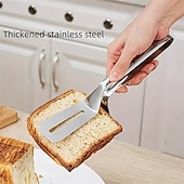 お買い得  キッチン用品＆小物-3個のステンレススチール製厚手フライパンフォークステーキフィッシュスパチュラキッチンスパチュラ多機能ステーキクリップパンケーキツール耐熱フィッシュスパチュラ大型フリップアンドサーブトング