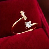 ieftine Inele-1 buc Inel For Pentru femei Zirconia cubică Transparent Zilnic Cadou Concediu Articole de ceramică Scrisă