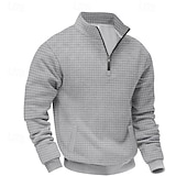 billiga Basic sweatshirts-Herr Tröja Kvartströja med dragkedja Svart Ljusgrå Halv dragkedja Slät Ledigt Dagligen Sport &amp; Utomhus Streetwear Grundläggande Höst Vinter Kläder Pull Tröjor Långärmad