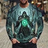  رجالي 3D تي شيرت كم طويل تي شيرت طباعة ثلاثية الأبعاد رقبة عالية مدورة قميص موضة أساسي فضفاض مناسب للبس اليومي شارع أزرق أسود 1 أخضر 1 # الصيف الربيع ملابس S M L XL XXL XXXL