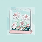 abordables Jusqu'à 30 $-Jeu de construction de fleurs en 4D à monter soi-même, collection de mini-briques florales colorées, kit de construction en plastique ABS sur le thème du jardin, cadeau créatif pour les enfants de 8
