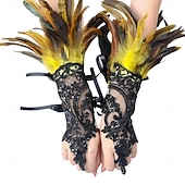 halpa Lisätarvikkeet-Carnival 2026 Rio Carnival Samba-asu violetit höyhenet pitsikäsineet naisille goottilaiset burleski käsikahvat mustalla ompelulla | Brasilian festivaaliesityksen puku