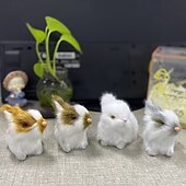 Недорогие Пасха-4 фигурки пасхальных кроликов ручной работы — универсальный праздничный декор для дома &amp;полка для демонстрации, неэлектрическая, без перьев, идеально подходит для Рождества, Хэллоуина, Хануки, Дня