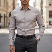 abordables Camisas de vestir para hombres-Hombre Camisa para Vestido Abotonar la camisa Plano Trabajo Boda Azul Real Manga Larga Cuello Vuelto Todas las Temporadas Ropa