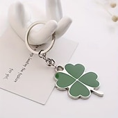  10PCS St. Patrick's Day Lucky Clover Keychains, Green Shamrock Stainless Steel Key Rings, Assorted Styles, Perfect Party Favors & Gifts