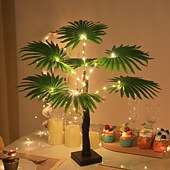 abordables Luces decorativas-Luz de palmera artificial de 55 cm/21,65 pulgadas con 30 cuentas LED, decoración interior/exterior de primavera/verano para dormitorio, sala de estar, comedor, fiesta, doble potencia (AAA) &amp;luz