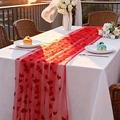 Χαμηλού Κόστους Ημέρα του Αγίου Βαλεντίνου-Καρδιά σε σχήμα δρομέα για την ημέρα του Αγίου Βαλεντίνου – κόκκινο &amp;Χρυσό τραπεζομάντιλο με καρδιά, 29,53×70,87 ίντσες, ιδανικό για γάμους, bridal showers, επέτειους, γενέθλια και διακόσμηση