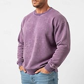 abordables Sudaderas Básicas_-Hombre Sudadera Sudadera Con Capucha Negro Morado Verde Trébol Caqui Café Cuello Barco Cuello Mao Plano De Gran Tamaño Casual Diario Deporte Vintage Ropa de calle Fresco Primavera &amp; Otoño Otoño