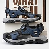 cheap Outdoor Sandals-Men's Navy Blue Sporty Sandals – Lightweight and Durable with Velcro and Adjustable Fit, Perfect for Outdoor Adventures